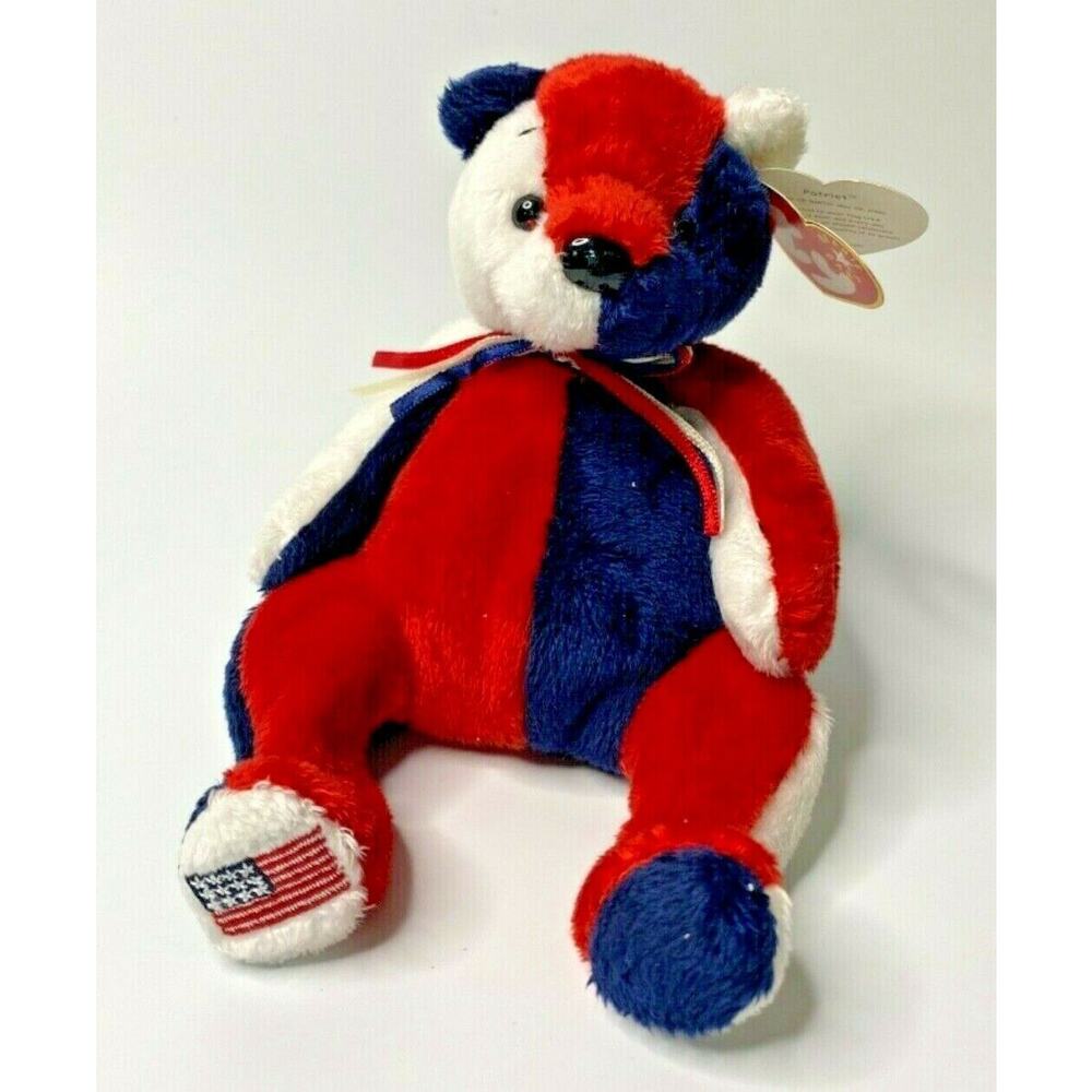 2001 Ty Beanie Baby Patriot Retired 4th Of July Bear‎ Red White Blue BB1